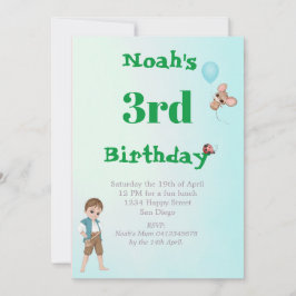 Prince Cute Blue Mouse Age Birthday Uitnodiging