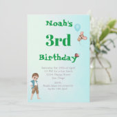 Prince Cute Blue Mouse Age Birthday Uitnodiging (Staand voorkant)