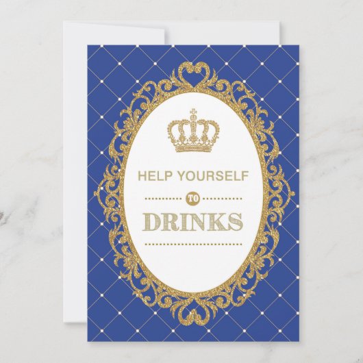 Prince Drinken Sign Royal Gold Baby shower Decor Kaart (Voorkant)
