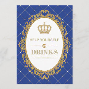 Prince Drinken Sign Royal Gold Baby shower Decor Kaart
