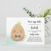 Prince Easter Baby shower Uitnodiging - Bruine eie (Staand voorkant)