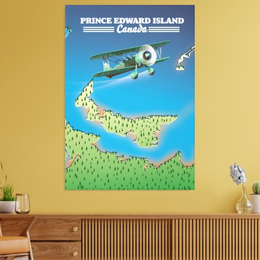 Prince Edward Island, Canada kaart. Canvas Afdruk (Insitu (Woonkamer))