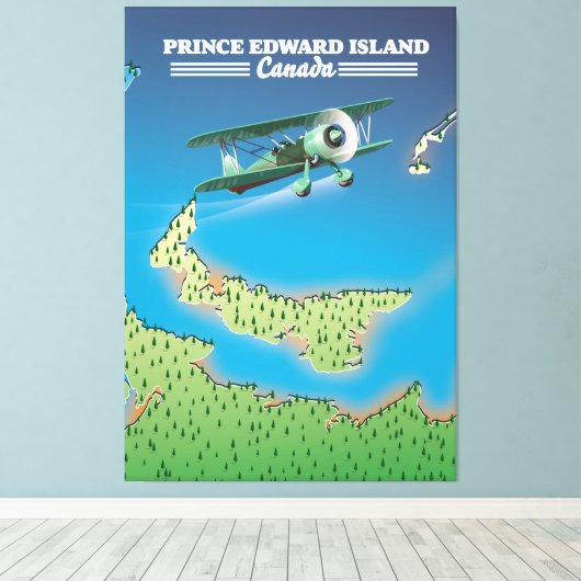 Prince Edward Island, Canada kaart. Canvas Afdruk (Insitu (Houten vloer))