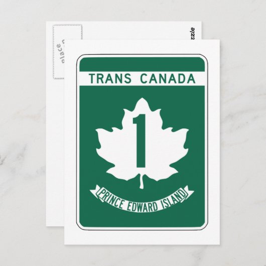 Prince Edward Island, Trans-Canada Highway Sign Briefkaart (Voorkant / Achterkant)