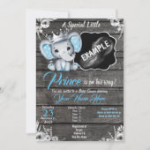 Prince Elephant Echografie Pic Uitnodiging Blauw (Voorkant)