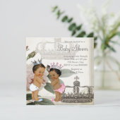 Prince en Princess Etnische Tweeling Baby shower Kaart (Staand voorkant)