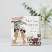 Prince en Princess Etnische Tweeling Baby shower Kaart (Staand voorkant)