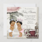 Prince en Princess Etnische Tweeling Baby shower Kaart (Voorkant)