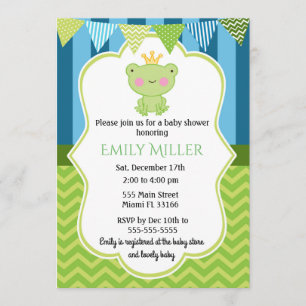 Prince Frog Baby shower Invitation Kaart