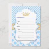 Prince Gold Glitter Birthday Uitnodiging invullen (Voorkant)