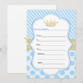 Prince Gold Glitter Birthday Uitnodiging invullen (Voorkant / Achterkant)