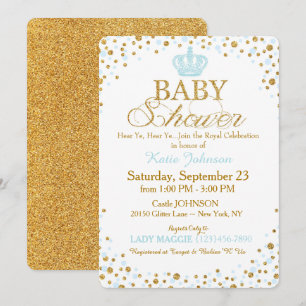 Prince Gold Glitter Sprinkle Baby shower Kaart