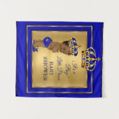 Prince Goud-Blauw Baby Shower voor Afrikaans-Ameri Wandkleed (Voorkant (horizontaal))