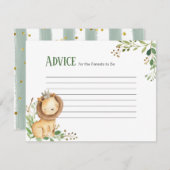 Prince Greenery Lion Baby shower Advice Card Informatiekaartje (Voorkant / Achterkant)