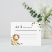 Prince Greenery Lion Baby shower Advice Card Informatiekaartje (Staand voorkant)