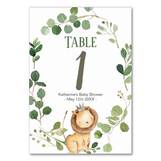 Prince Greenery Lion Baby shower Kaart (Voorkant)