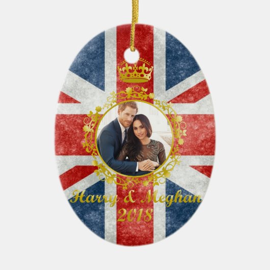 Prince Harry en Meghan Markle Keramisch Ornament (Voorkant)