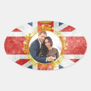 Prince Harry en Meghan Markle Ovale Sticker