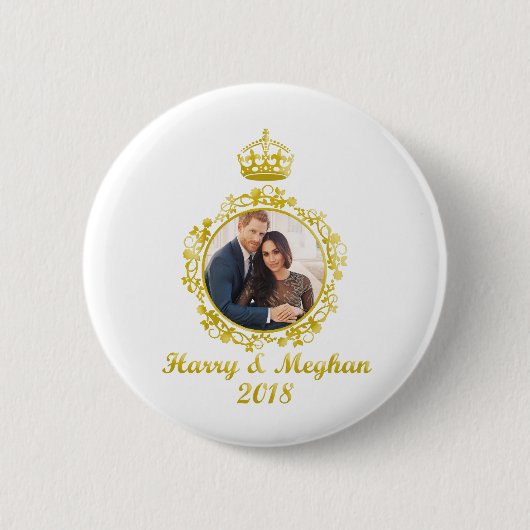Prince Harry en Meghan Markle Ronde Button 5,7 Cm (Voorkant)