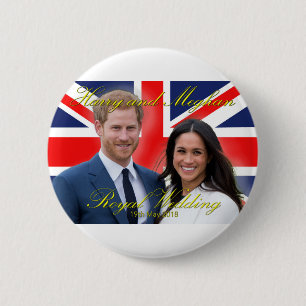Prince Harry en Meghan Markle Royal Wedding Ronde Button 5,7 Cm