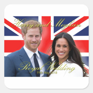 Prince Harry en Meghan Markle Royal Wedding Vierkante Sticker