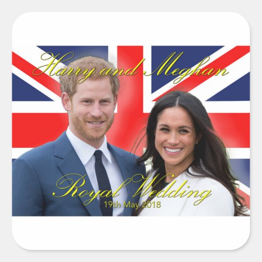 Prince Harry en Meghan Markle Royal Wedding Vierkante Sticker (Voorkant)