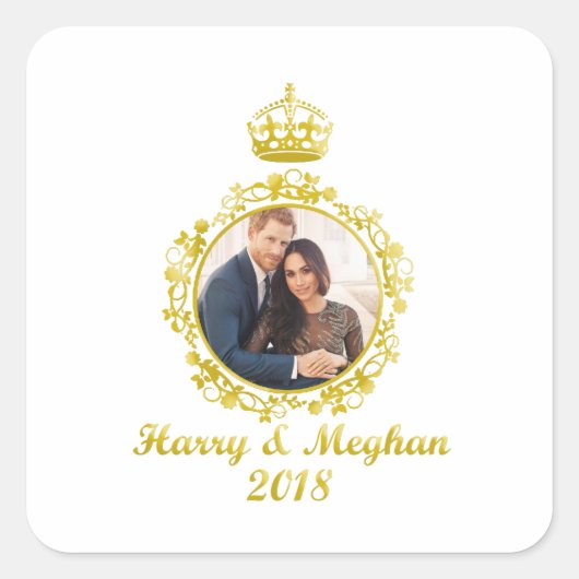 Prince Harry en Meghan Markle Vierkante Sticker (Voorkant)
