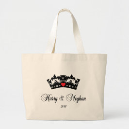 Prince Harry en Meghan Royal Wedding 2018 Heart Grote Tote Bag