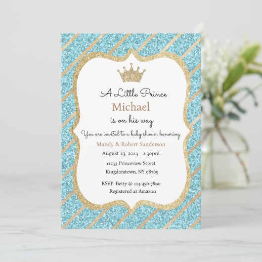 Prince Invitation, Boy Baby shower Uitnodiging (Staand voorkant)