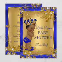 Prince Jongen Baby Shower Goud Blauw Afro-Amerikaa