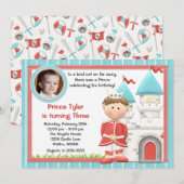 Prince Kids Birthday Party Invitation Kaart (Voorkant / Achterkant)
