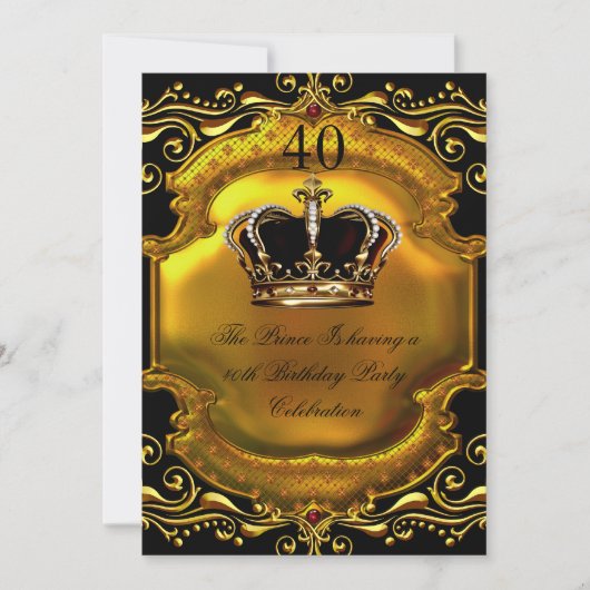 Prince King Gold Royal Black Crown Birthday 2 Kaart (Voorkant)