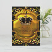 Prince King Gold Royal Black Crown Birthday 2 Kaart (Staand voorkant)