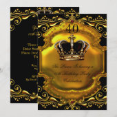 Prince King Gold Royal Black Crown Birthday 2 Kaart (Voorkant / Achterkant)