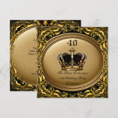 Prince King Gold Royal Black Crown Birthday 3 Kaart (Voorkant / Achterkant)