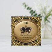 Prince King Gold Royal Black Crown Birthday 3 Kaart (Staand voorkant)