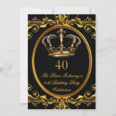 Prince King Gold Royal Black Crown Birthday 3 Kaart (Voorkant)