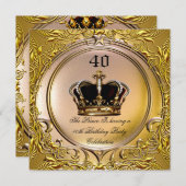 Prince King Gold Royal Black Crown Birthday 3a Kaart (Voorkant / Achterkant)