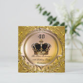 Prince King Gold Royal Black Crown Birthday 3a Kaart (Staand voorkant)