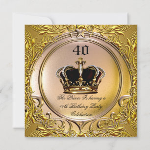 Prince King Gold Royal Black Crown Birthday 3a Kaart
