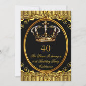 Prince King Gold Royal Black Crown Birthday 4 Kaart (Voorkant)