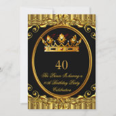 Prince King Gold Royal Black Crown Birthday 4a Kaart (Voorkant)