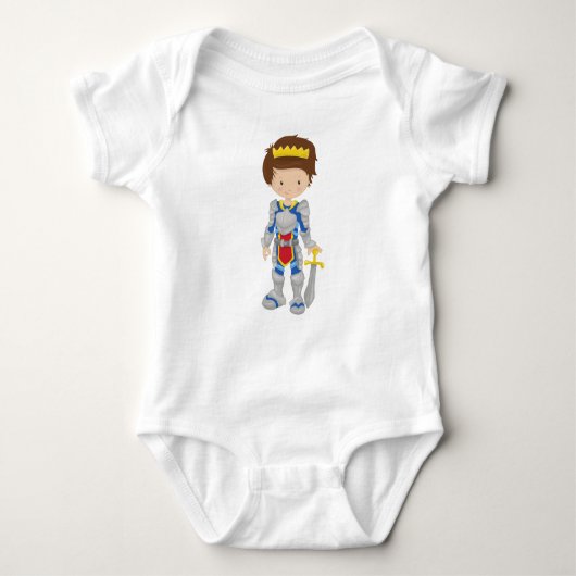 Prince, King, Knight, Crown, Sword, Brown Hair Romper (Voorkant)