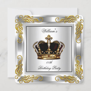 Prince King Mannen Crown Silver Birthday Kaart