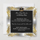 Prince King Mannen Silver Birthday Party Kaart (Achterkant)