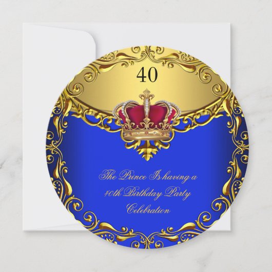 Prince King Red Gold Royal Blue Crown Birthday 2R Kaart (Voorkant)