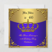 Prince King Red Gold Royal Blue Crown Birthday 60 Kaart (Voorkant)