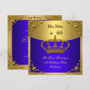 Prince King Red Gold Royal Blue Crown Birthday 60 Kaart