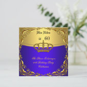 Prince King Red Gold Royal Blue Crown Birthday 60 Kaart (Staand voorkant)