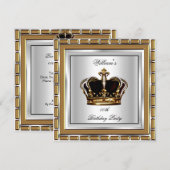 Prince King Royal Crown Gold Silver Birthday Party Kaart (Voorkant / Achterkant)